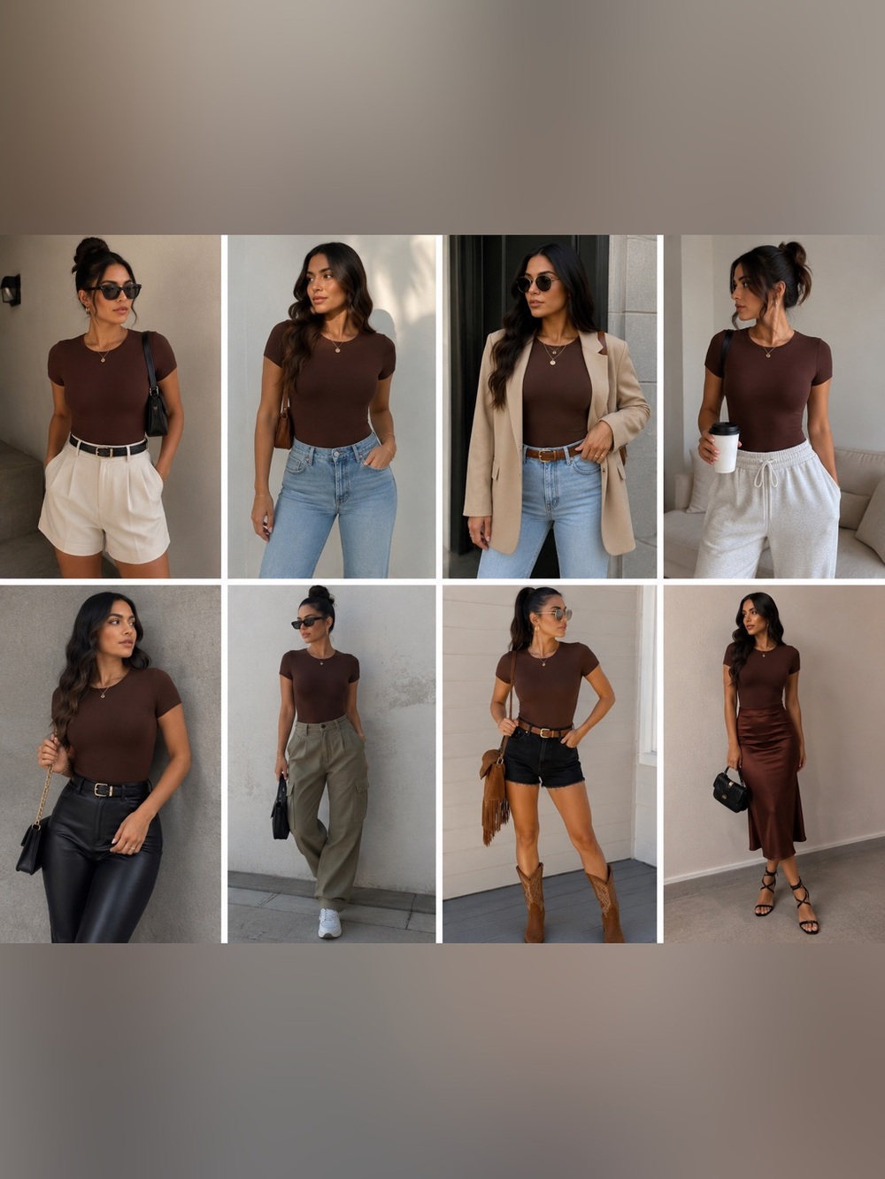 Amazon Brown Bodysuit, Brown Short Sleeve Bodysuit | Size Medium (Fits S/XS)